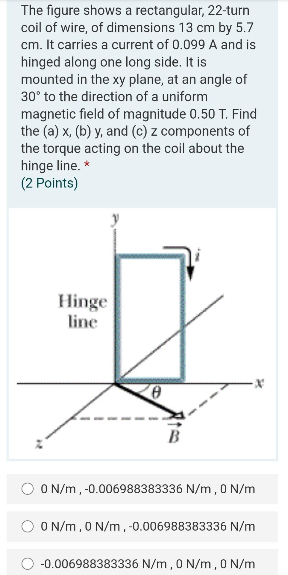 Solved The figure shows a rectangular, 22turn coil of wire,