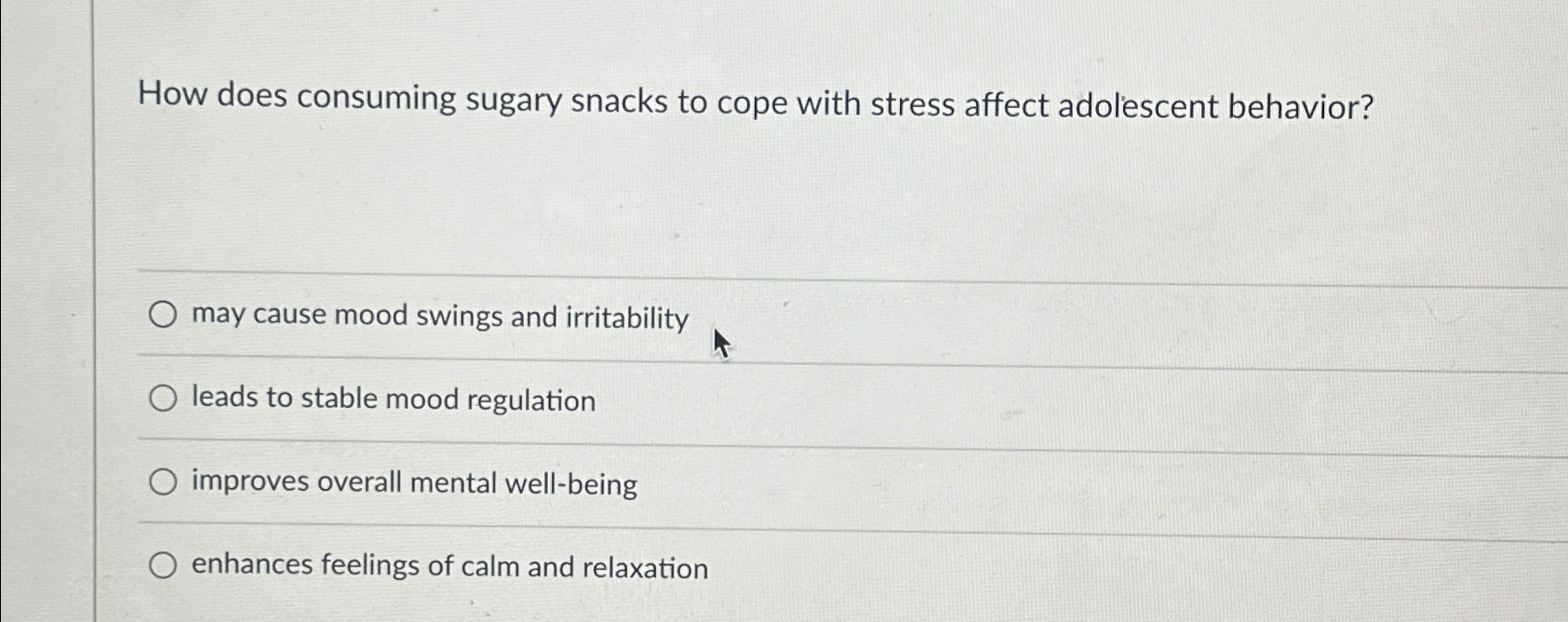 Solved How does consuming sugary snacks to cope with stress | Chegg.com