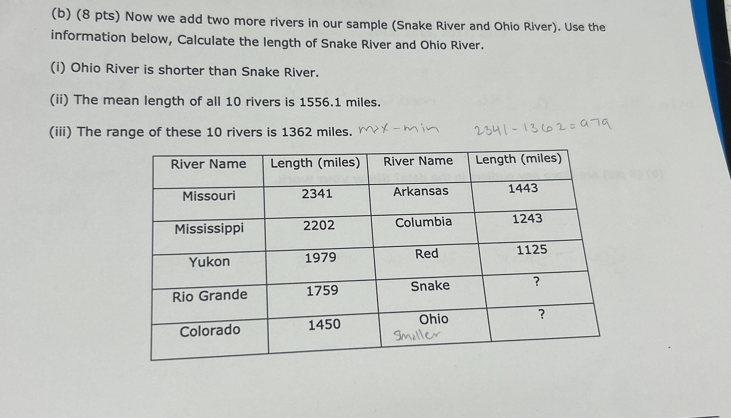 Solved (b) (8 ﻿pts) ﻿Now we add two more rivers in our