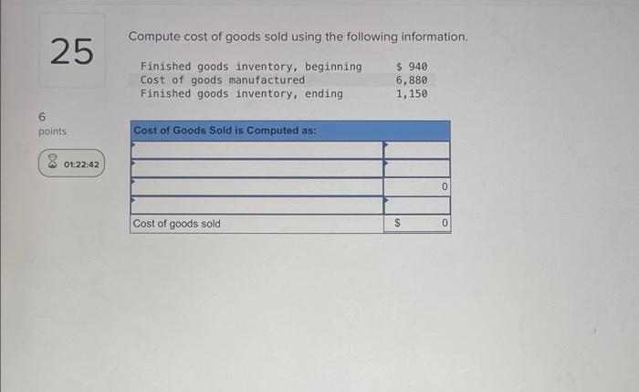 Solved Compute Cost Of Goods Sold Using The Following | Chegg.com