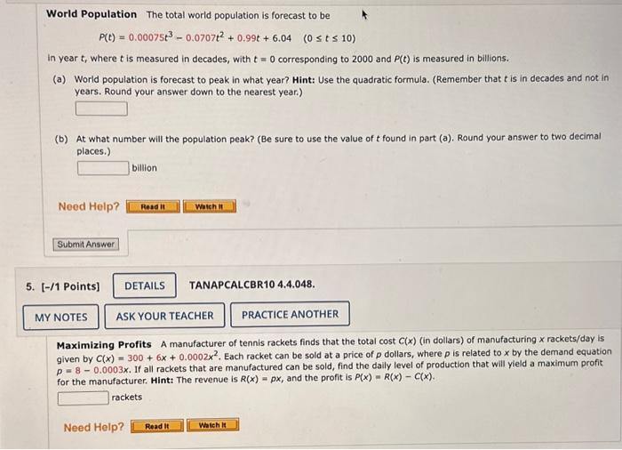 Solved World Population The total world population is | Chegg.com
