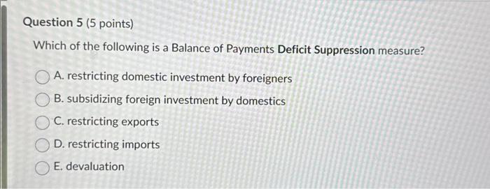 Solved Which Of The Following Is A Balance Of Payments | Chegg.com