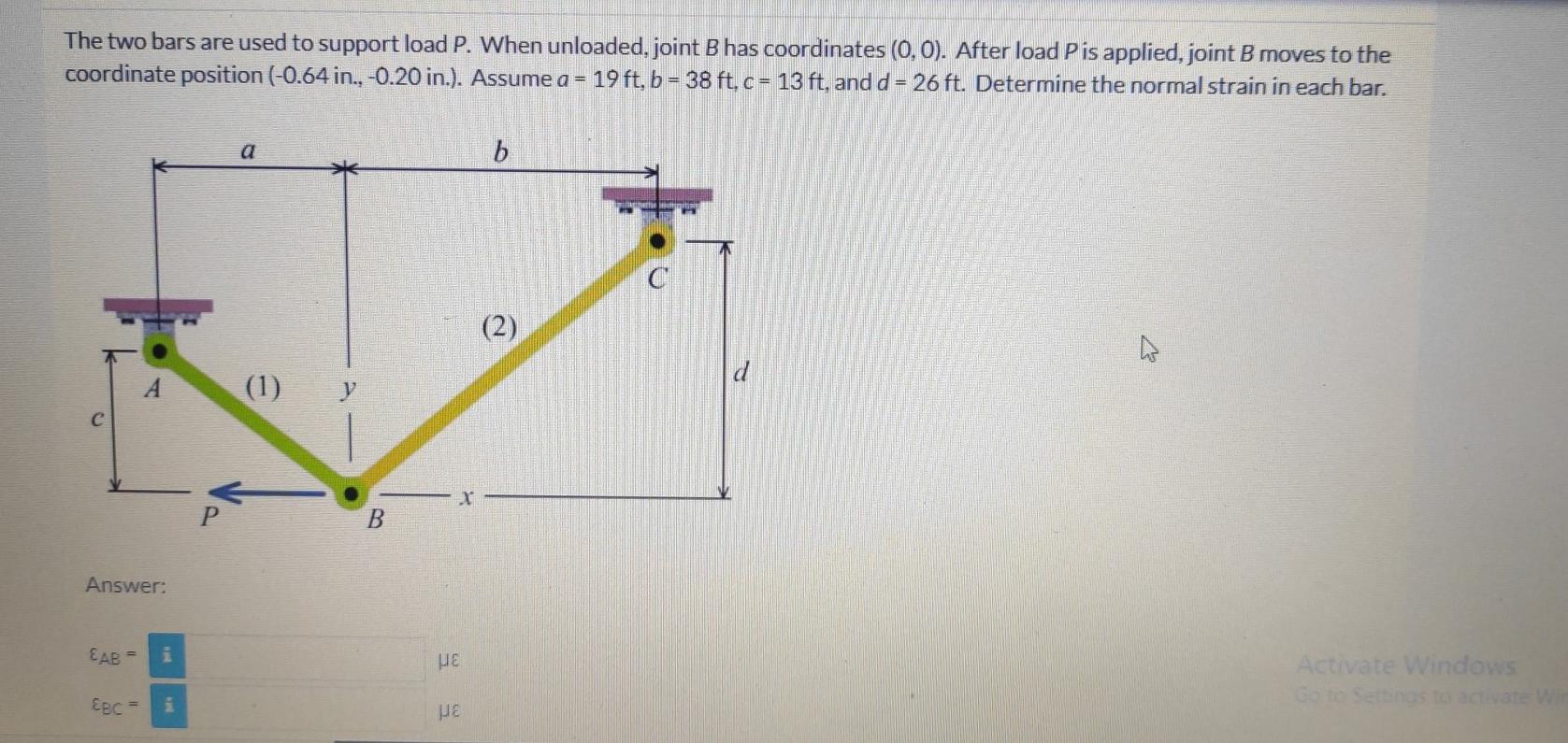 Solved The Two Bars Are Used To Support Load P. When | Chegg.com