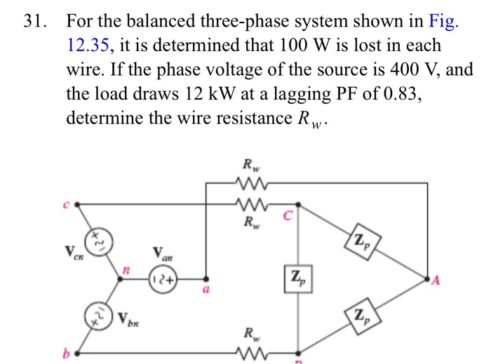 Solved 31. For the balanced three-phase system shown in Fig. | Chegg.com