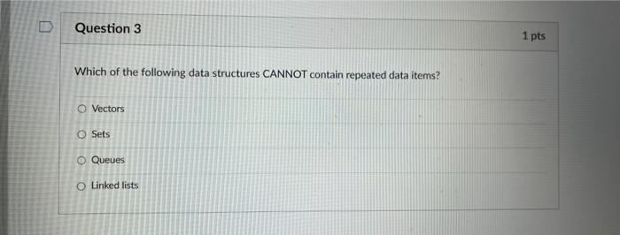 Solved Which of the following data structures CANNOT contain | Chegg.com