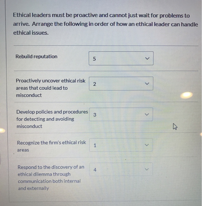 Solved Ethical leaders must be proactive and cannot just | Chegg.com