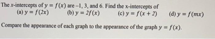 Solved The X Intercepts Of Y F X Are −1 3 And 6 Find The