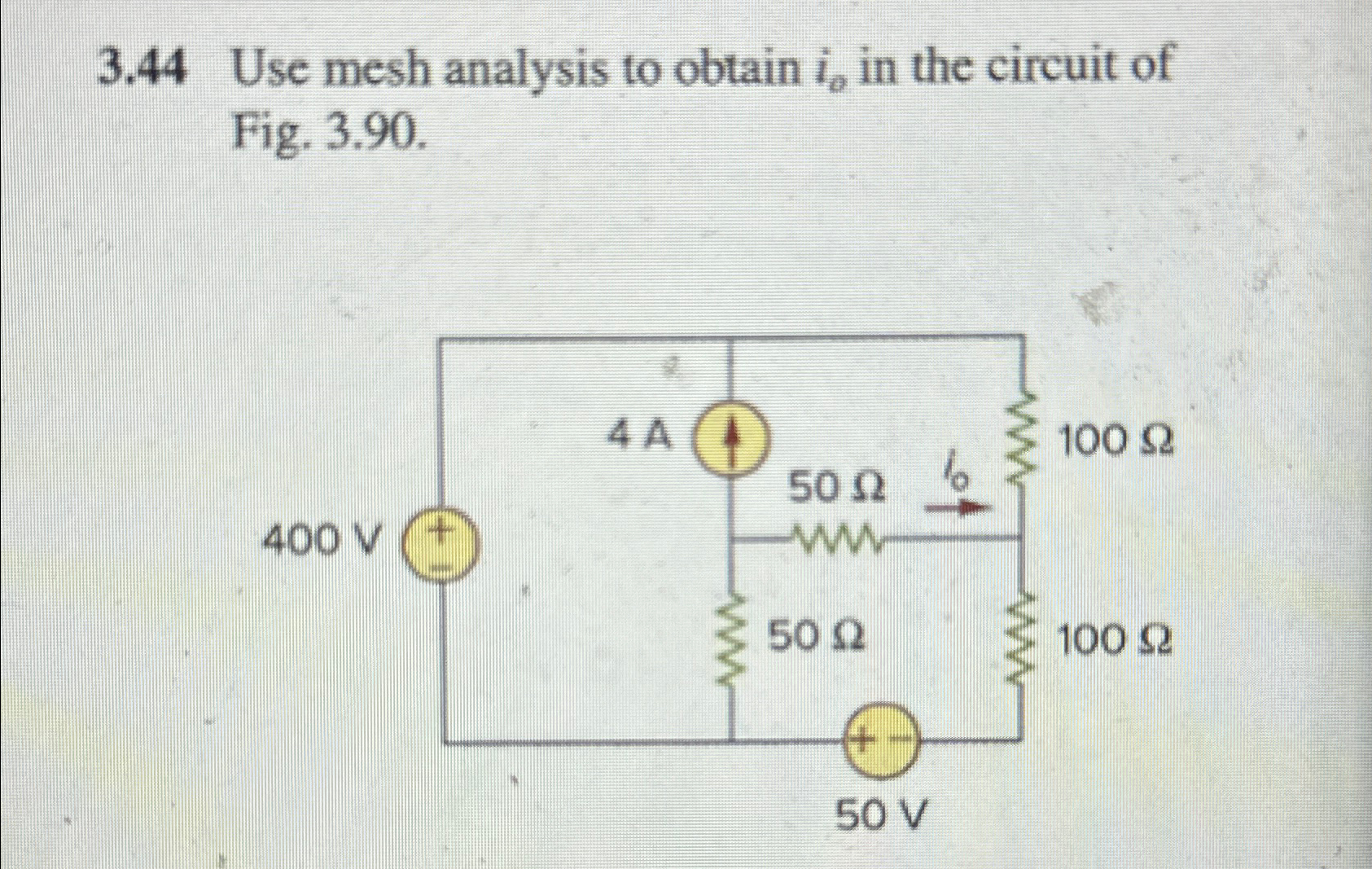 Solved 3.44 ﻿Use mesh analysis to obtain io ﻿in the circuit | Chegg.com