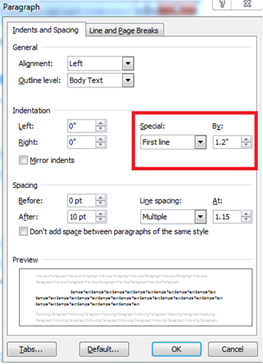 Definition of Setting A First-line Indent | Chegg.com