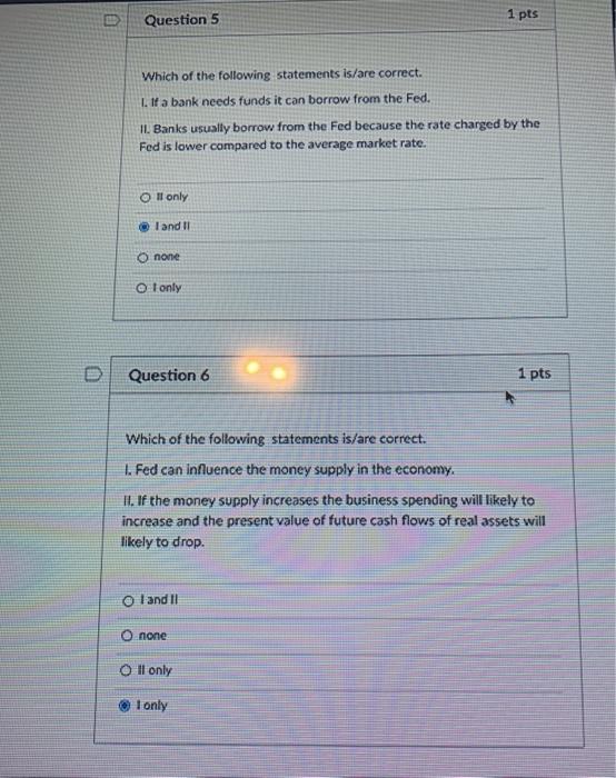 Solved Question 5 1 pts Which of the following statements | Chegg.com