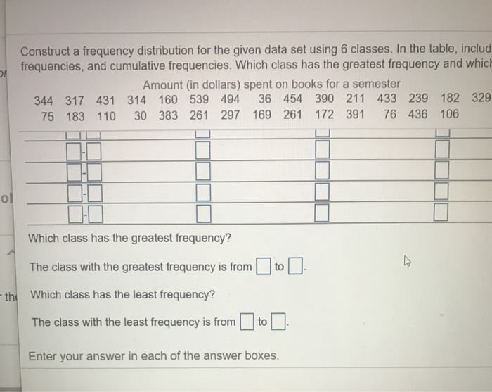 Solved Construct a frequency distribution for the given data | Chegg.com