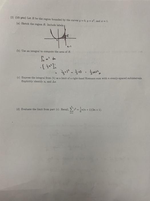 Solved (2) (15 Pts) Let R Be The Region Bounded By The | Chegg.com