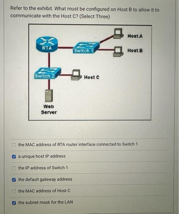 Refer to the exhibit. What must be configured on Host | Chegg.com