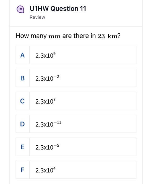 Solved U1HW Question 11 Review How Many Mm Are There In 23 Chegg