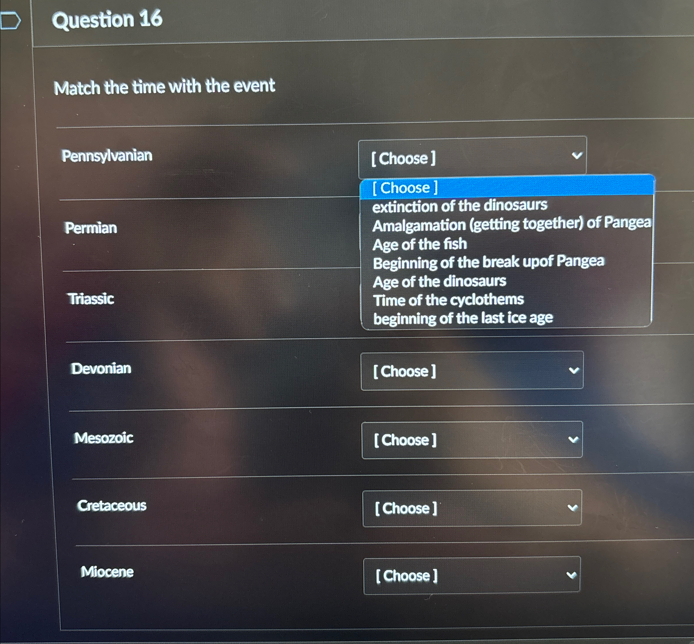 Solved Question 16Match the time with the event | Chegg.com
