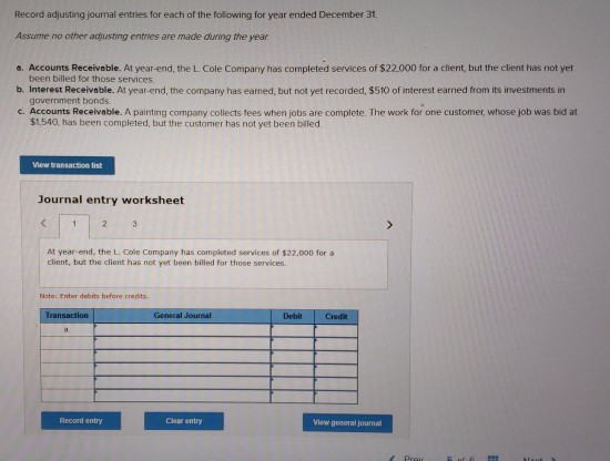 Solved Record Adjusting Journal Entries For Each Of The Chegg Com