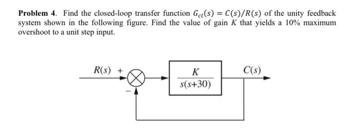 Solved Problem 4. Find the closed-loop transfer function | Chegg.com