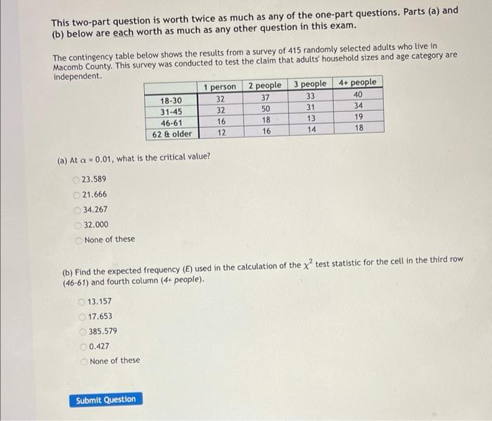 Solved This two-part question is worth twice as much as any | Chegg.com