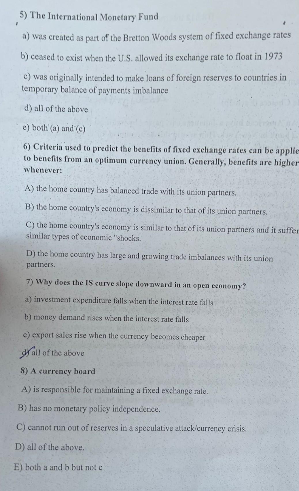 Imf Example Problems Solved 5) The International Monetary Fund a) was created as | Chegg.com