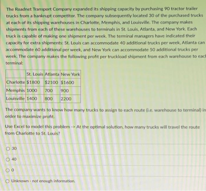 Solved The Transport Company expanded its shipping