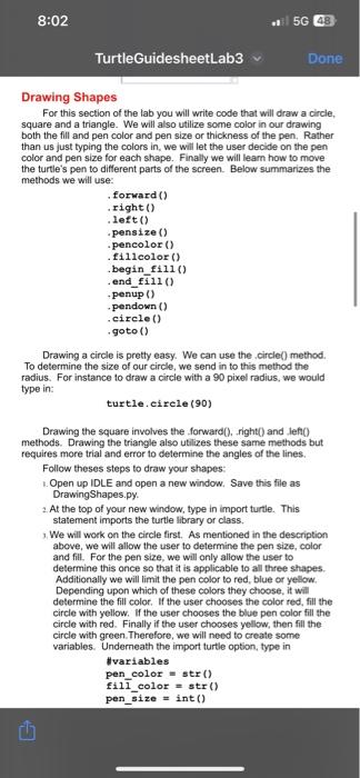 Solved Turtle Lab General Directions - Saving the Best for | Chegg.com