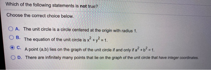 Solved Which Of The Following Statements Is Not True? Choose 