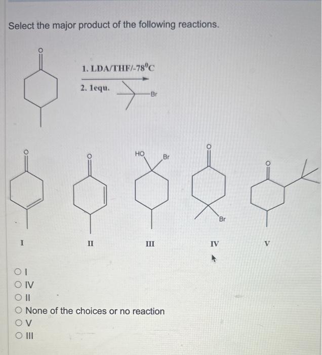 Solved Select The Major Product Of The Following Reactions. | Chegg.com