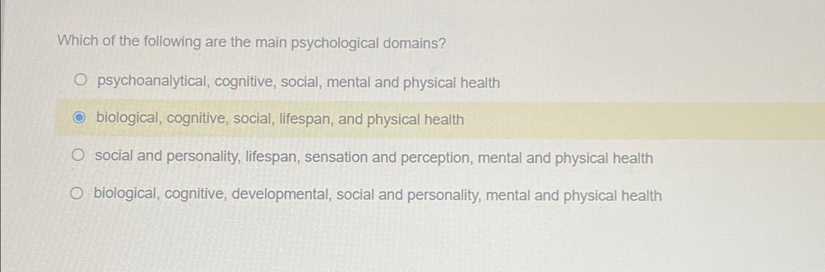 Solved Which of the following are the main psychological | Chegg.com