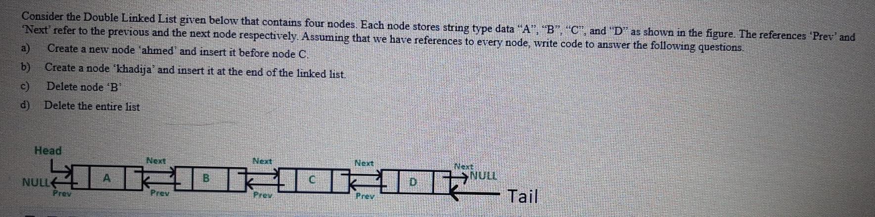 Solved Consider the Double Linked List given below that | Chegg.com