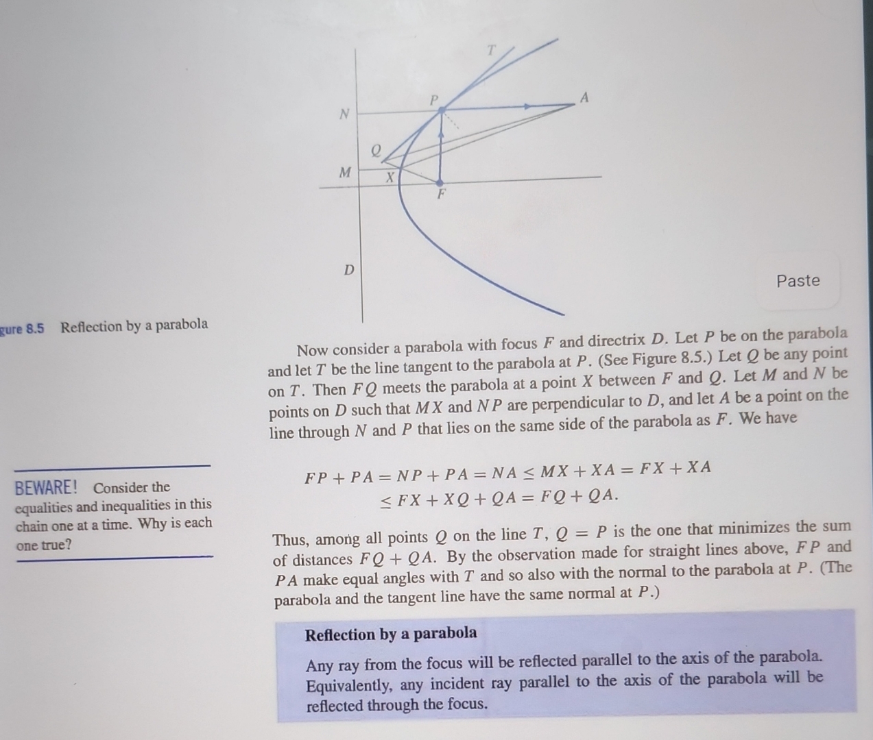 Solved Consider a parabola with focus F ﻿and directrix D. | Chegg.com