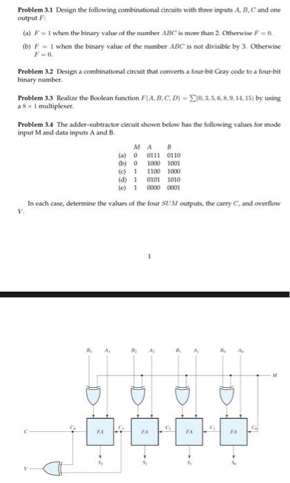 Solved Problem 3.1 Design The Following Combinational | Chegg.com