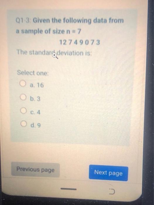 Solved Q13. Given the following data from a sample of size n | Chegg.com