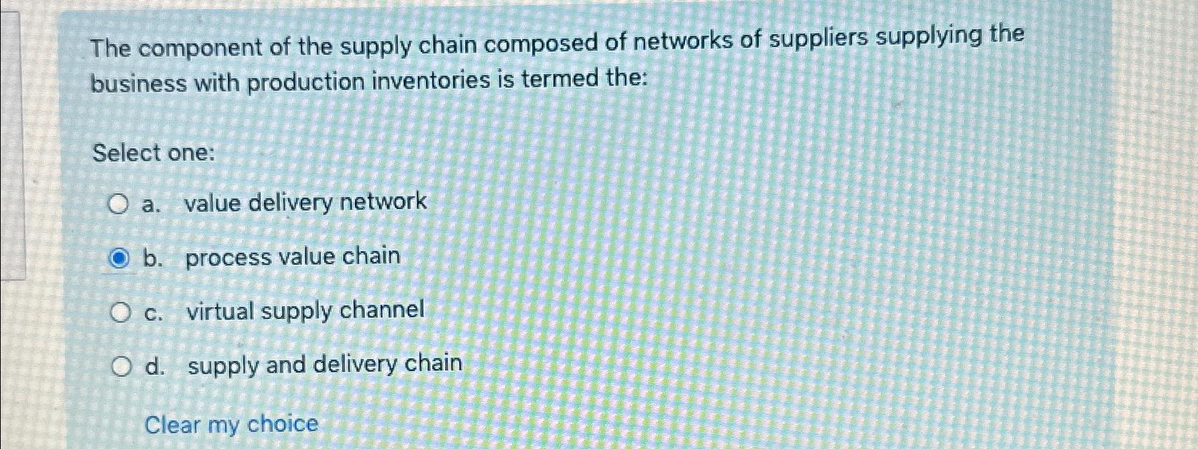 Solved The component of the supply chain composed of | Chegg.com