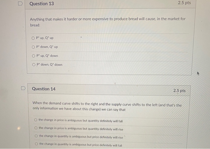 Solved A decrease in quantity demanded is shown by O a | Chegg.com