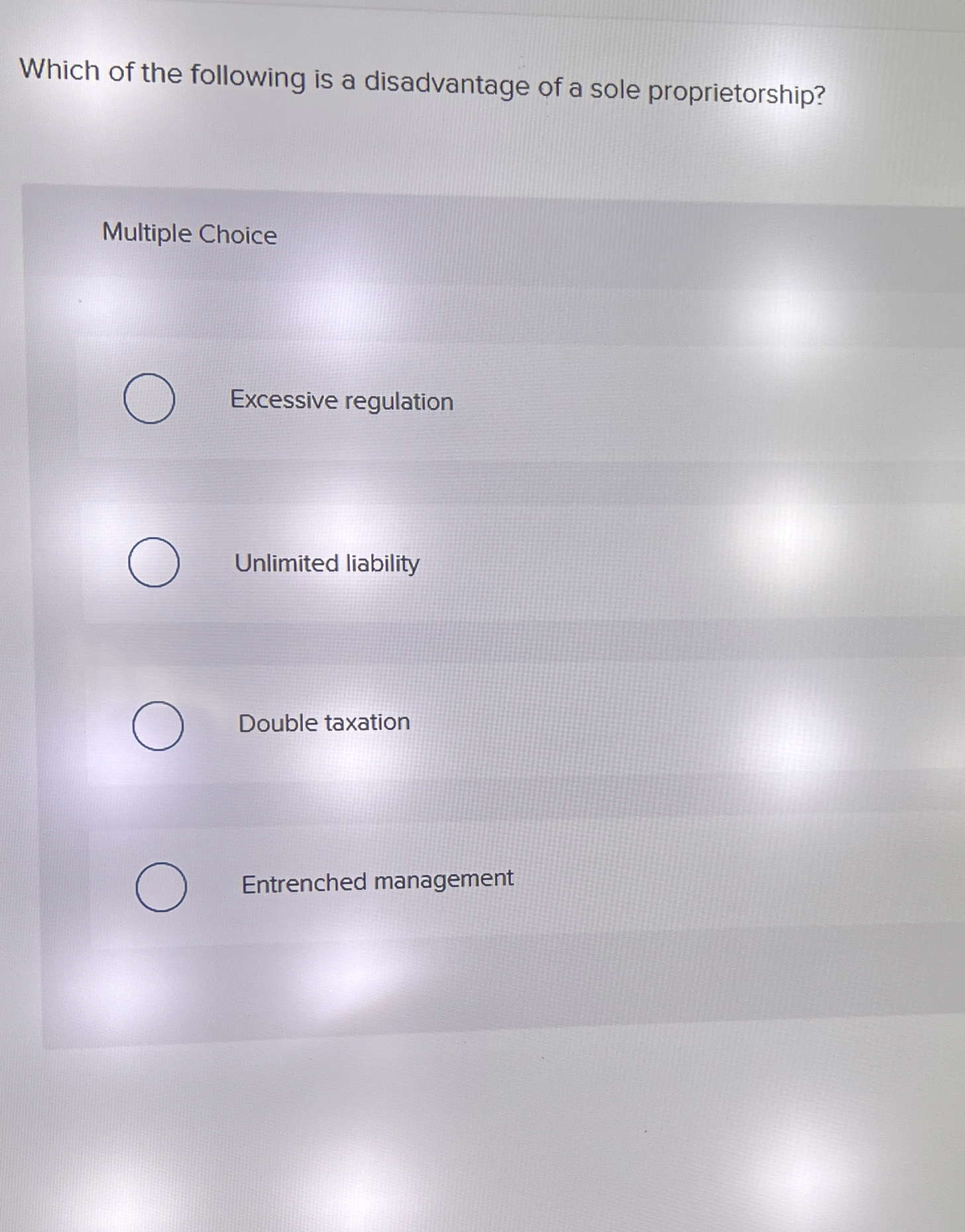 Solved Which of the following is a disadvantage of a sole
