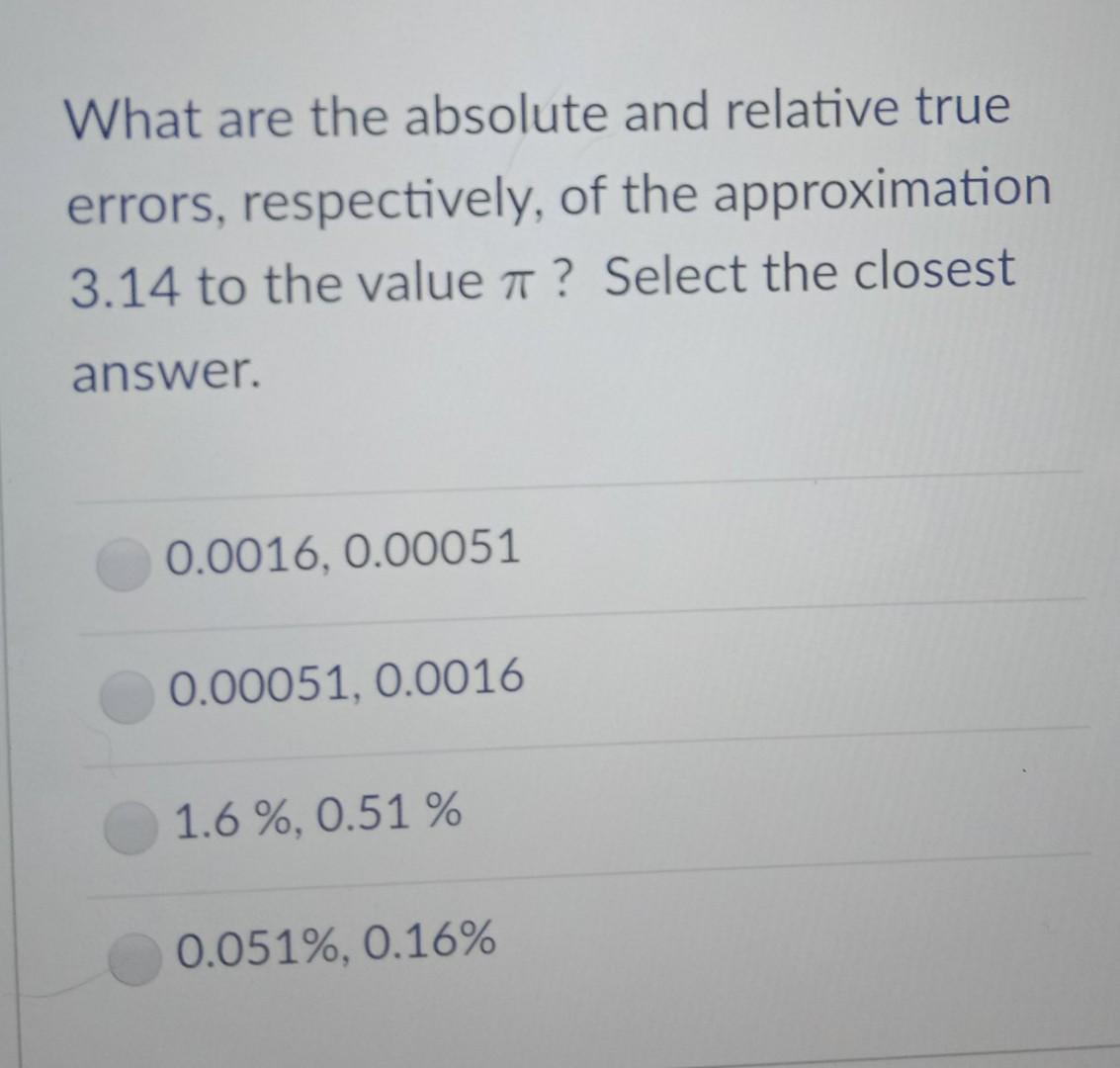 Solved Question 6 1 pts The closeness of an approximation | Chegg.com