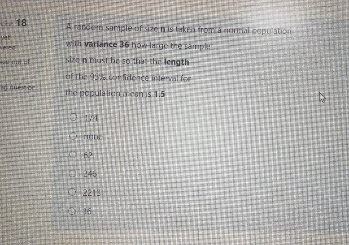 Solved stion 18 A random sample of size n is taken from a | Chegg.com