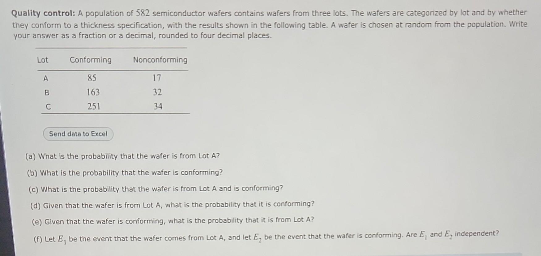 Solved Quality control: A population of 582 semiconductor | Chegg.com