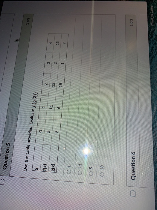 Solved Question 5 1 pts Use the table provided. Evaluate | Chegg.com