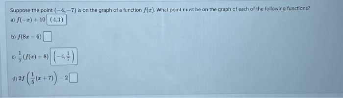 Solved Suppose the point (−4,−7) is on the graph of a | Chegg.com