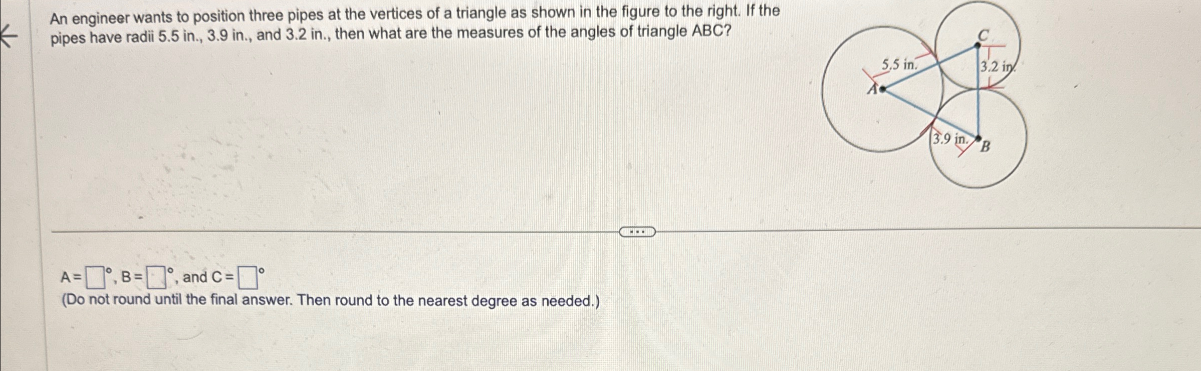 Solved An engineer wants to position three pipes at the | Chegg.com