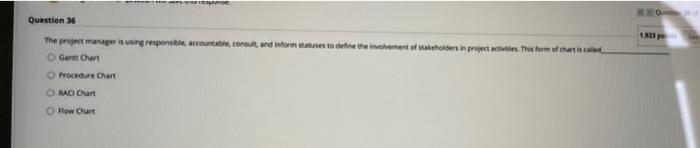 Solved wa Question 36 The project manager is using | Chegg.com