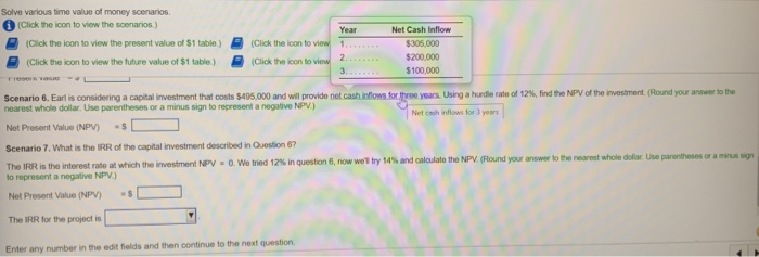 Solved Solve various time value of money scenarios (Click | Chegg.com