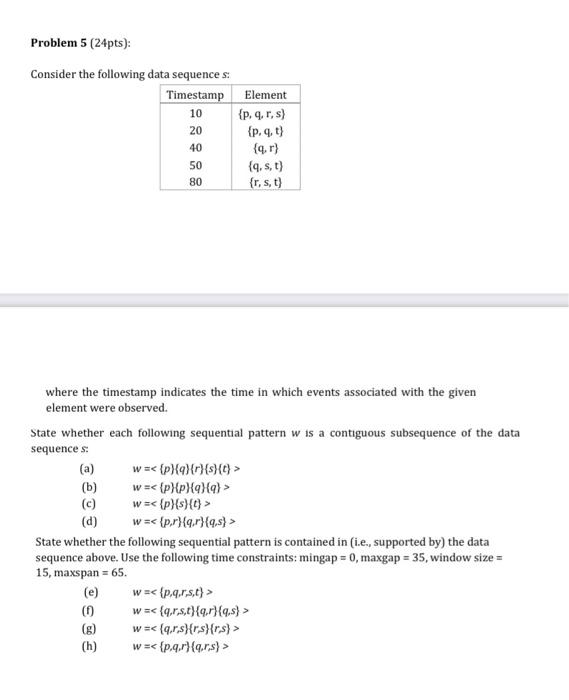 Solved Consider the following data sequence s : where the | Chegg.com