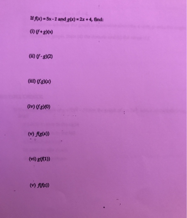 Solved If F X 5x 1 And 8 X 2x 4 Find 1 8 X Chegg Com