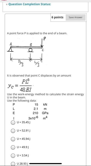 Solved Question Completion Status: 6 points Save Answer A | Chegg.com