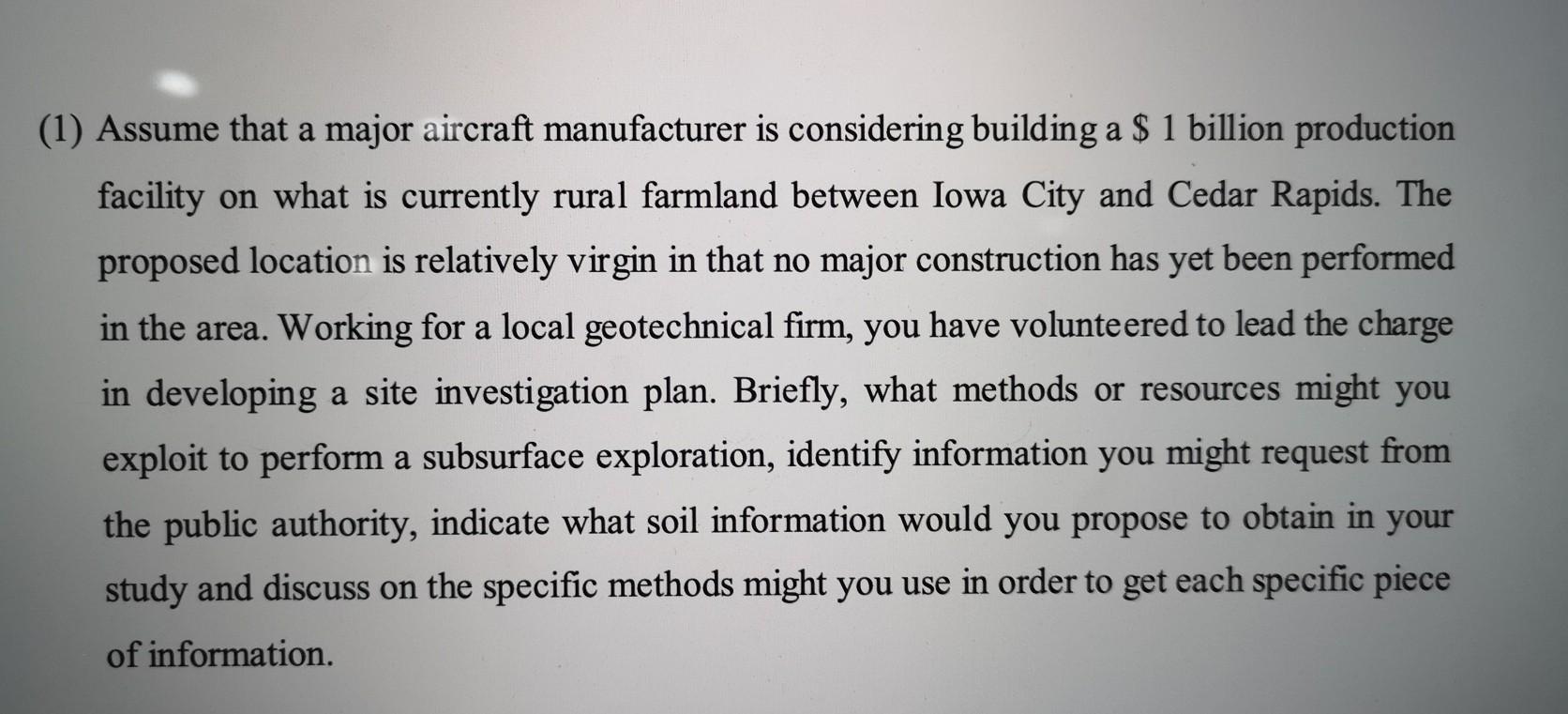 Solved (1) Assume That A Major Aircraft Manufacturer Is | Chegg.com