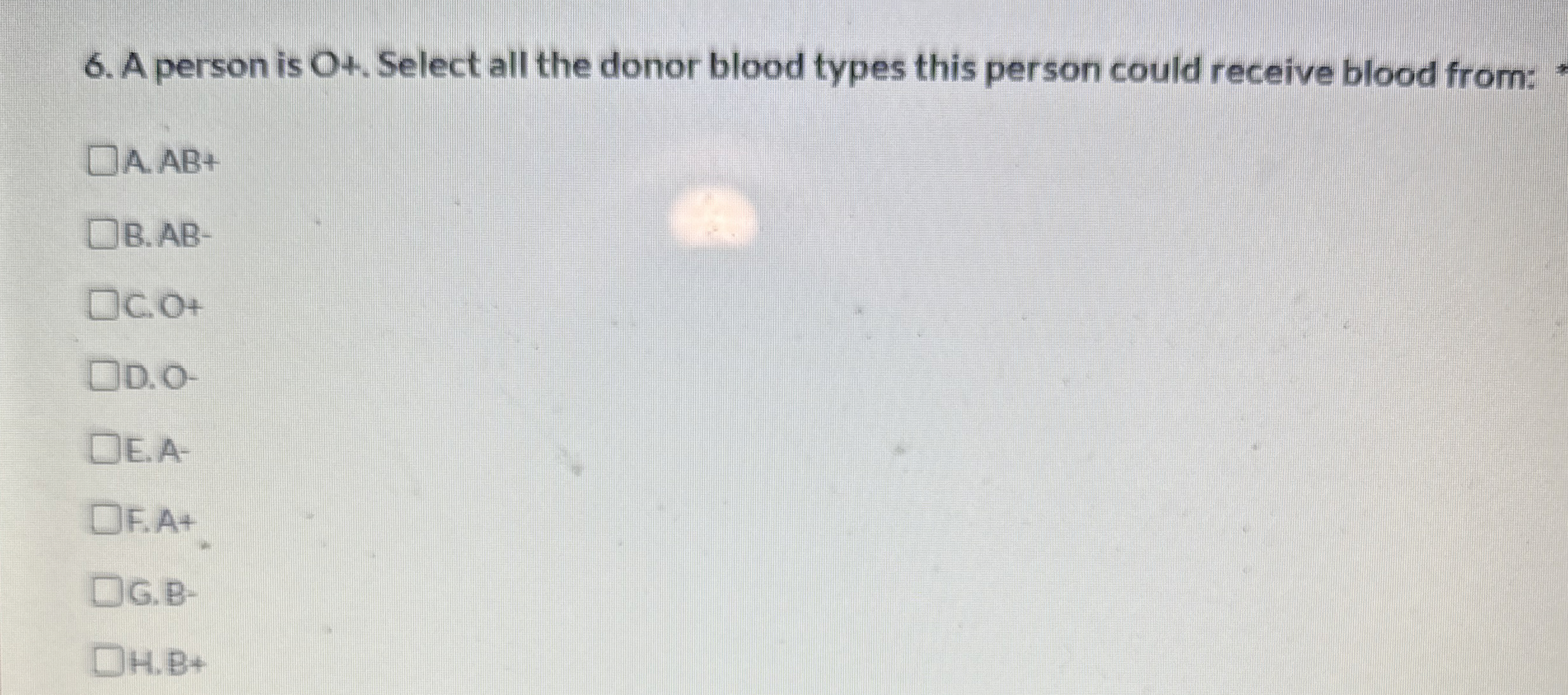 Solved A person is O+. ﻿Select all the donor blood types | Chegg.com