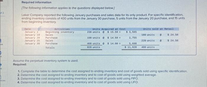 Solved Determine the cost assigned to ending inventory | Chegg.com
