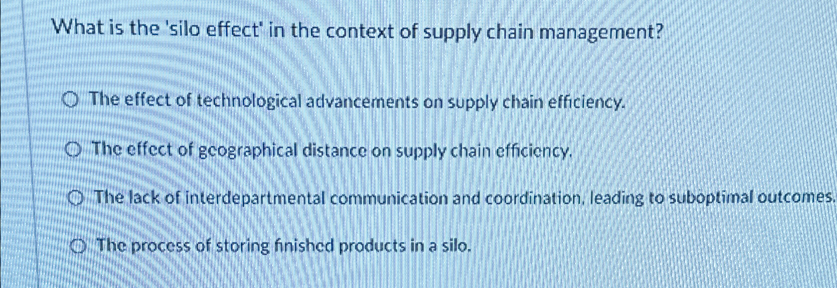 Solved What is the 'silo effect' in the context of supply
